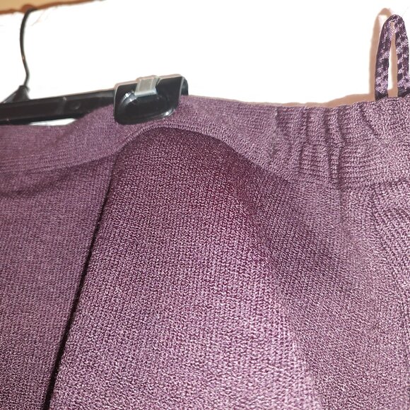 WOMEN'S 2X "DONNA LEPURE" RAISIN/GRAPE COLORED FABRIC & LEATHER DIAGONAL SKIRT - Picture 4 of 7